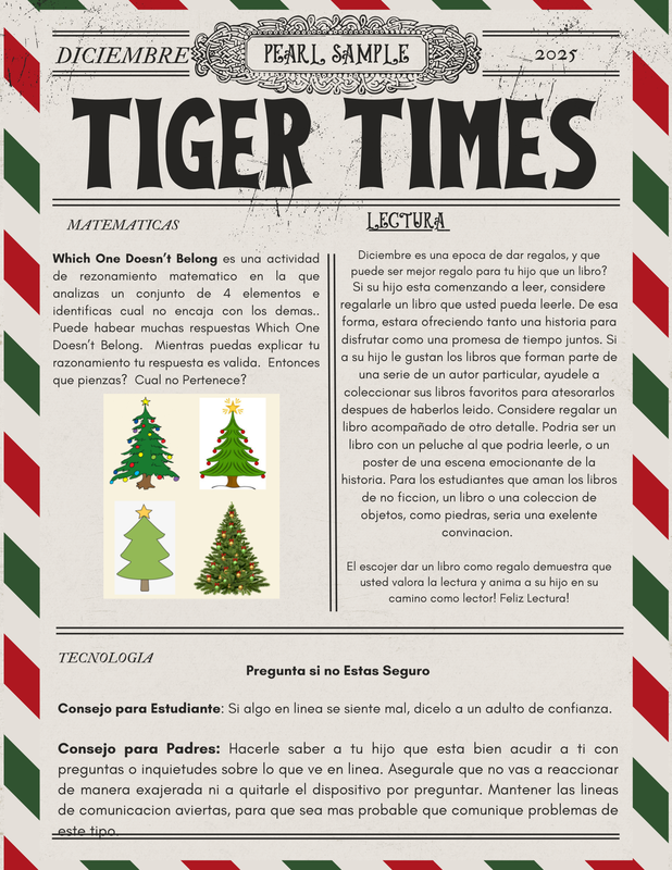 Tiger Times Newsletter - Spanish