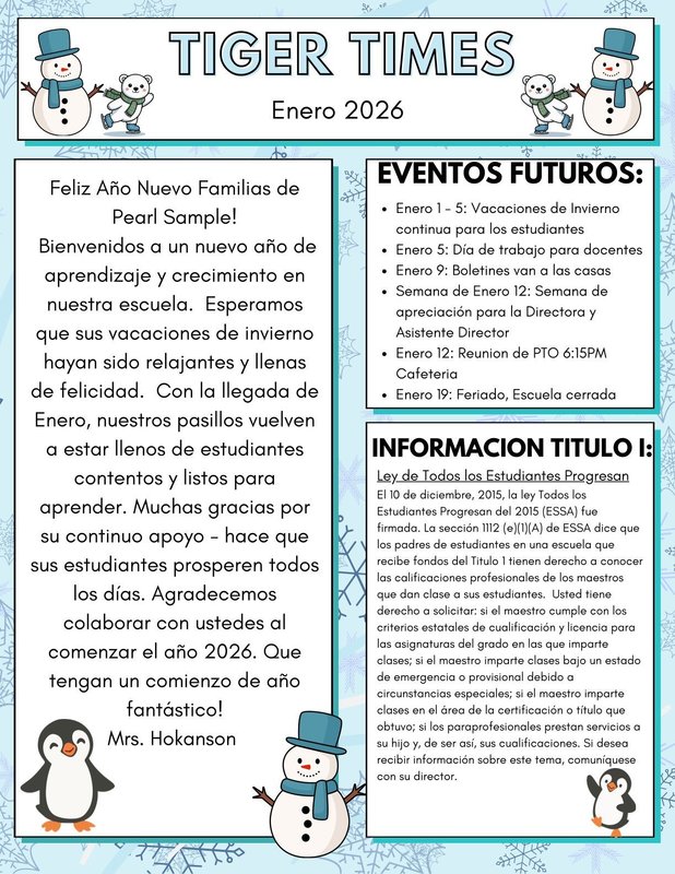 January Tiger Times Newsletter - Spanish