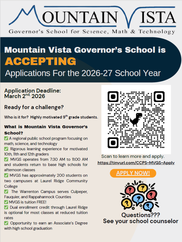 mvgs application poster with QR code
