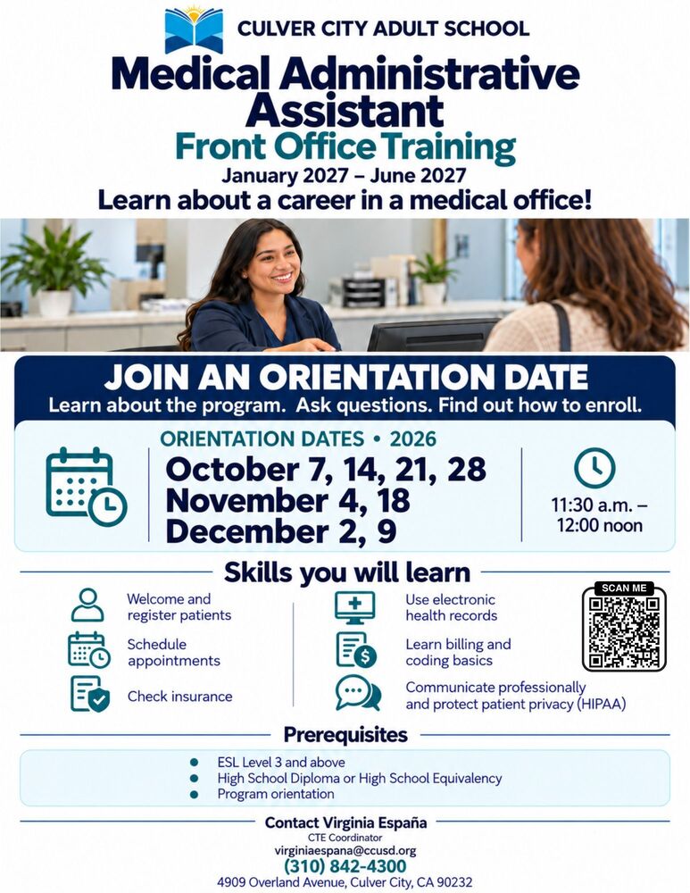 medical admin assistant front office training graphic
