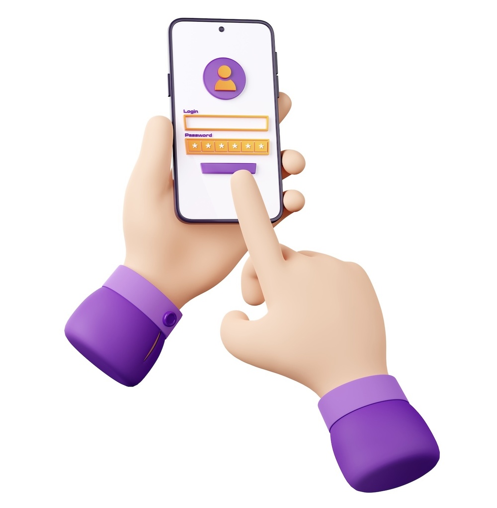 hands registering on a phone