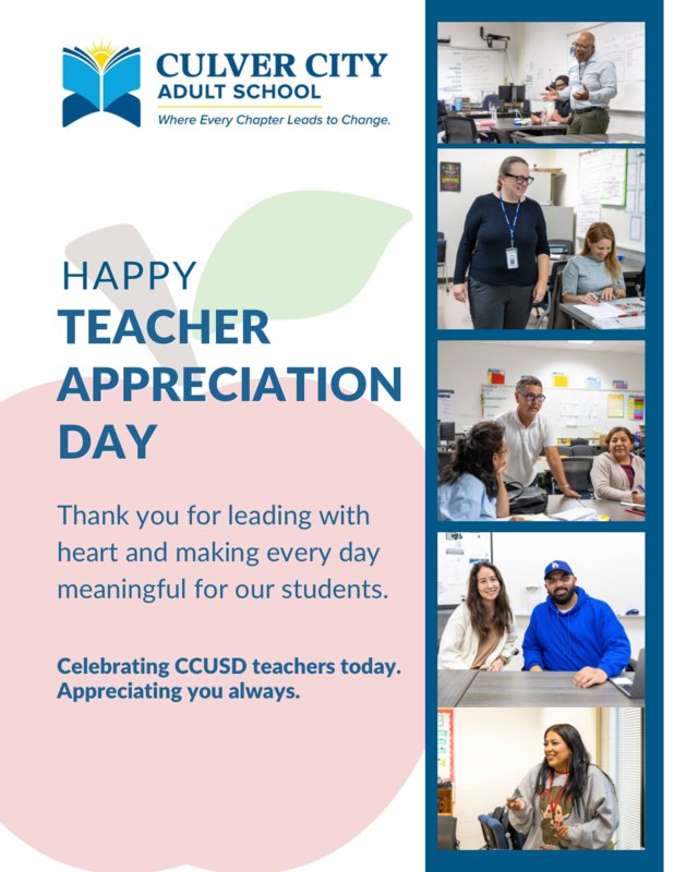 happy teacher appreciation day, teachers smiling from CCAS.