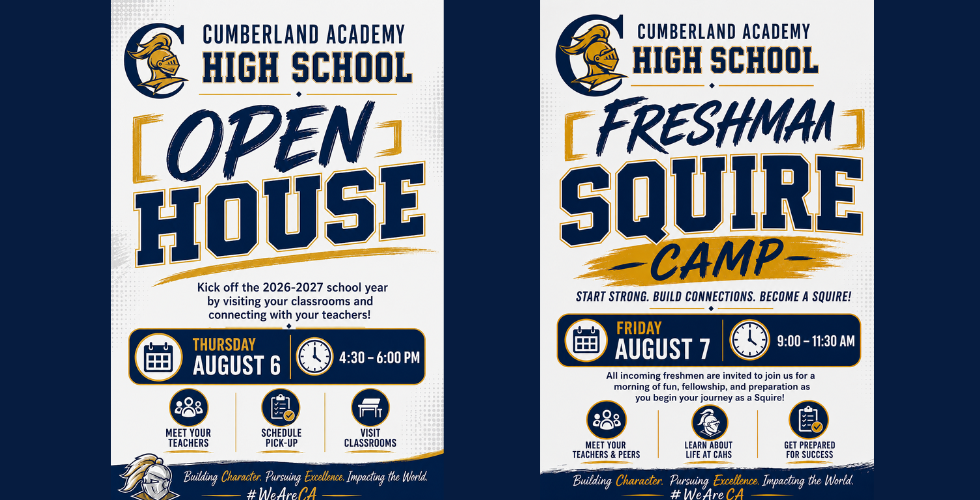 Meet the Teacher/Open House & Freshman Squire Camp