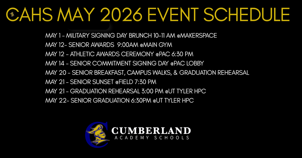 May 2026 Event Schedule