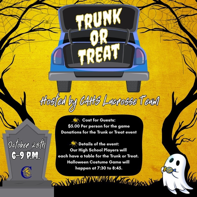 trunk or treat hosted by the lacrosse team at the cahs campus