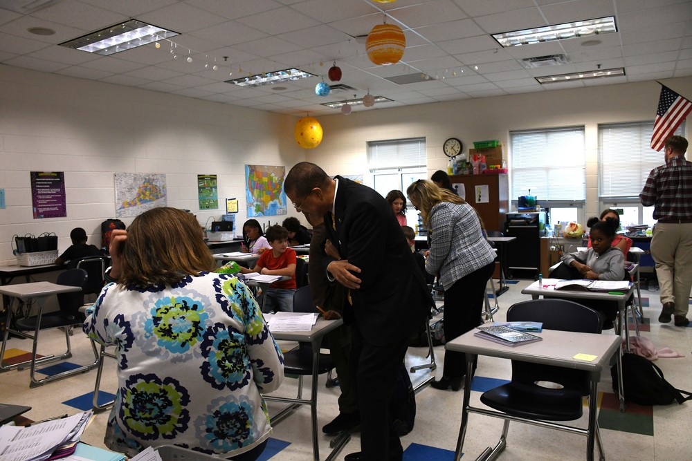 Dr. Jeffrey Smith and his VDOE team visit classrooms and talk to students and teachers.