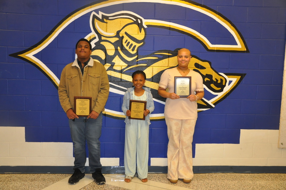CuCPS Students of the Month were Christopher Johnson, Maya Ross, and Dominique Greene.