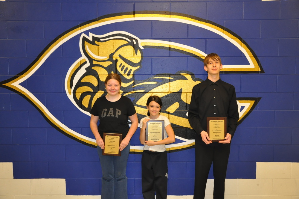 Paislee Fehrie, Sadie Fletcher, and Jack Parker were recognized by the Cumberland School Board at the meeting held on March 5, 2026.