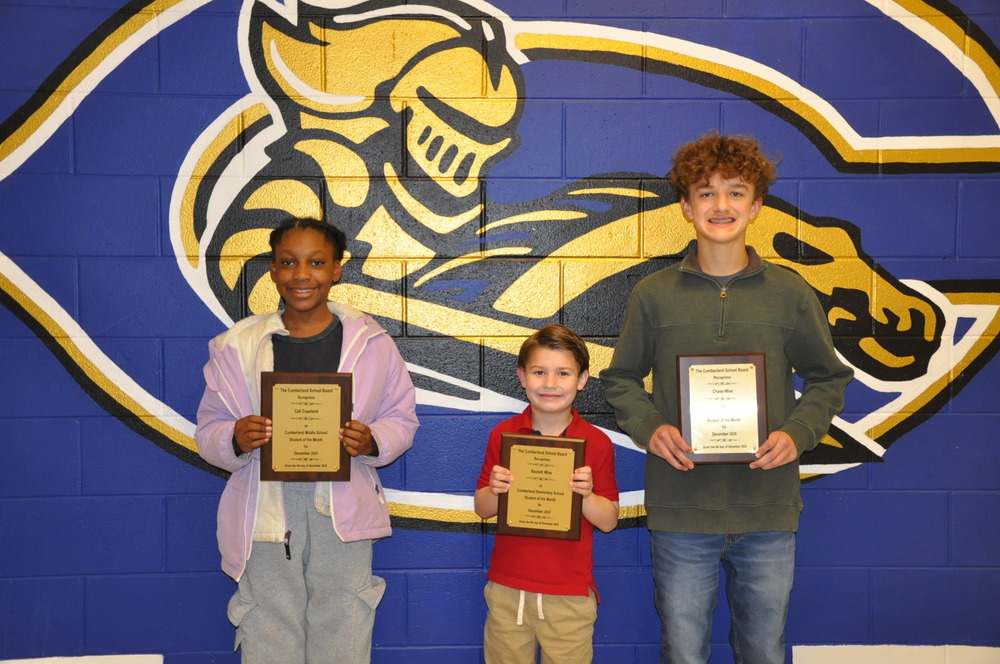 Students of the Month Recognized by Cumberland School Board Members 