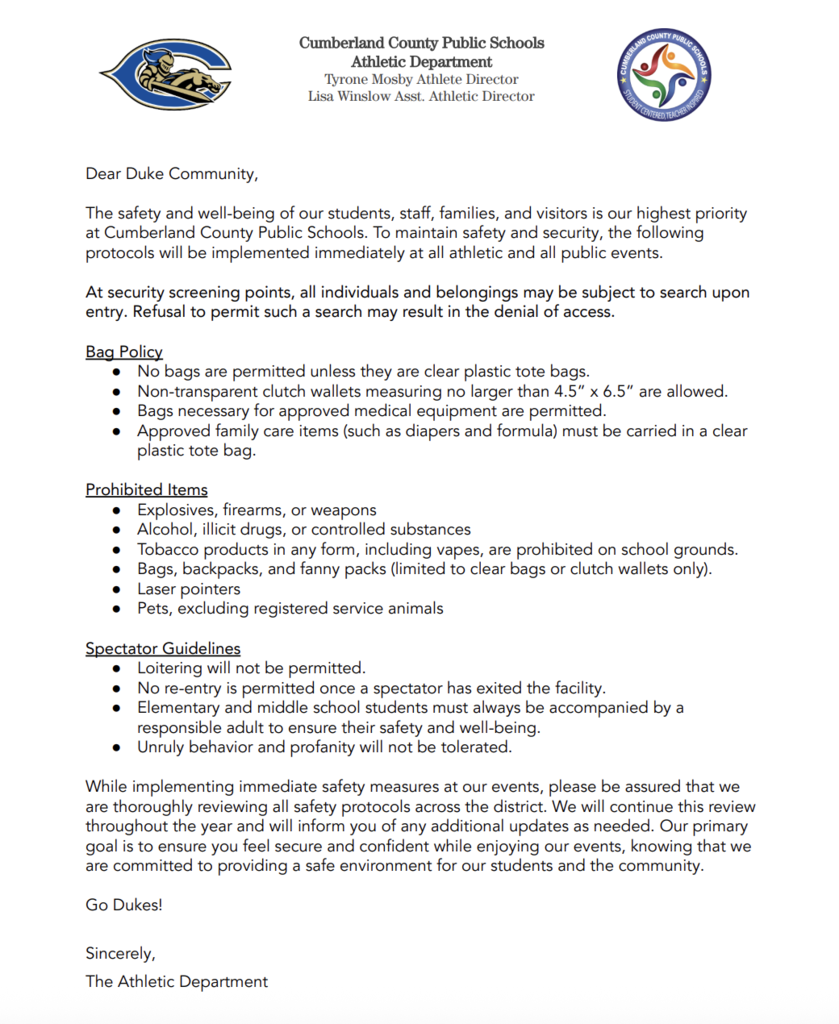 Athletic Protocol Letter