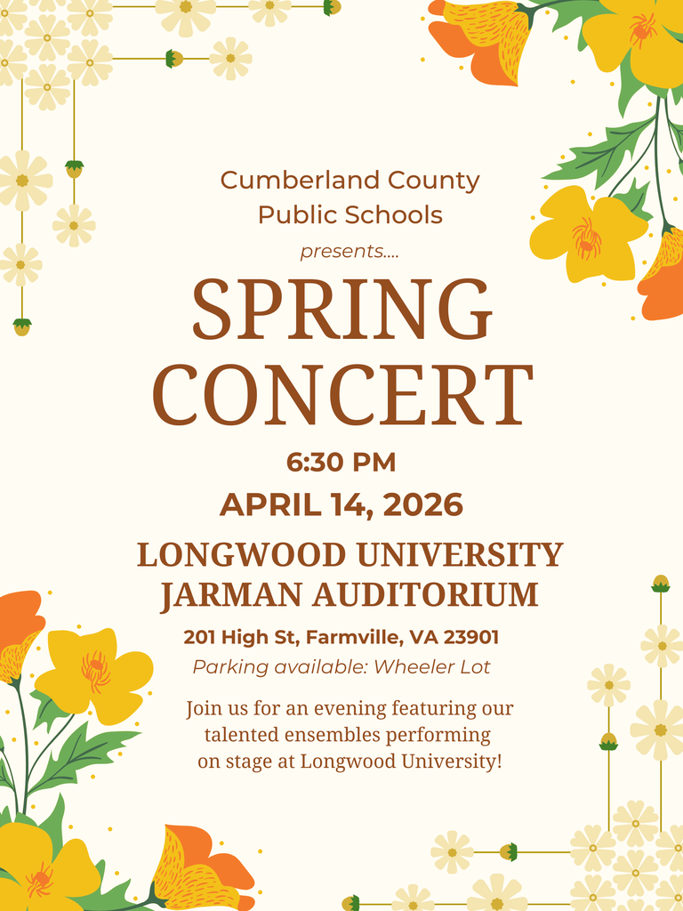 Spring Concert, April 14, 6:30pm , at Longwood University