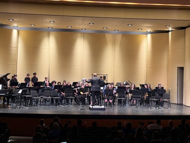 Band students perform on stage again.