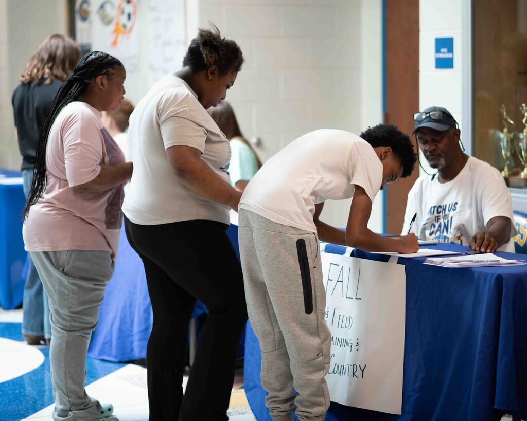 Students signed up for cross country and other athletic programs.