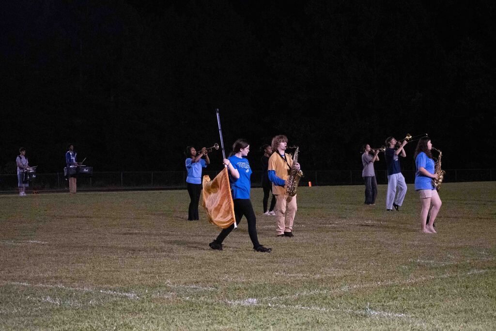 The band performs at the game.