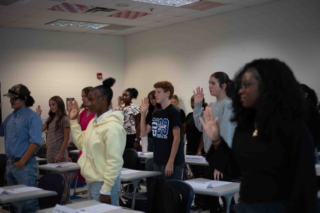 Swearing in the new SGA members.