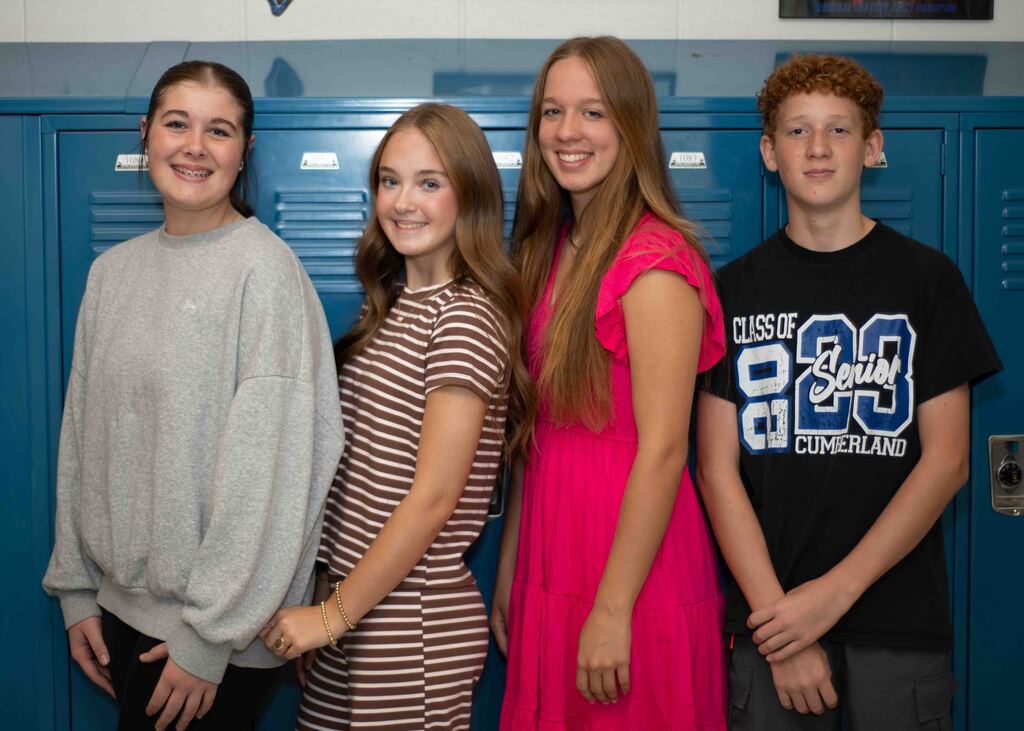 Junior officers Matilyn Cagle, Leah Haislip, Lucy Stone, and Gideon Stone