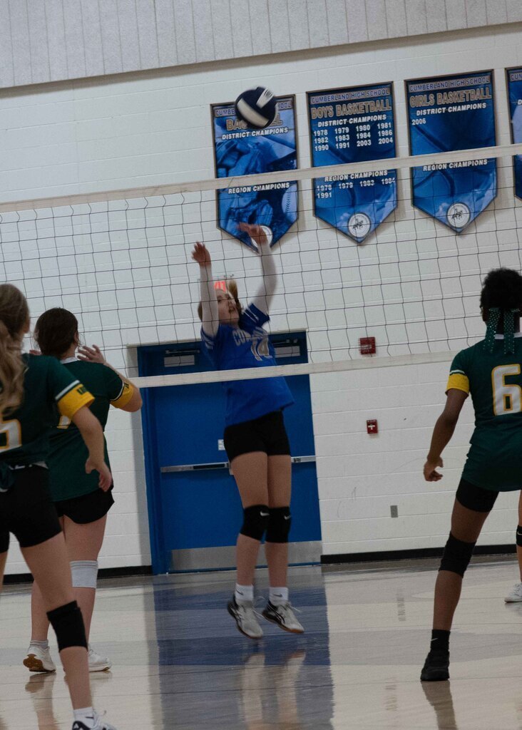 Volleyball players on the court.