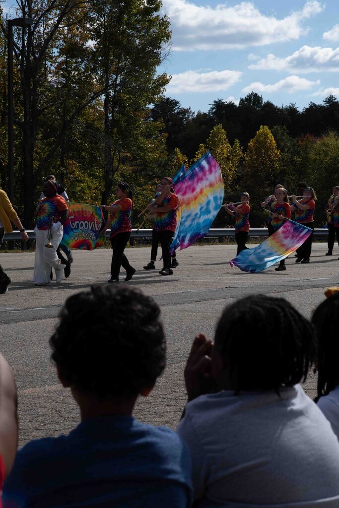 The Dukes Marching Band led the parade.
