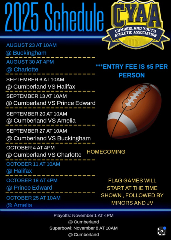 Youth Football Schedule 2025