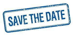 save the date blue stamp