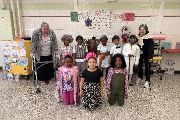image of student and teachers dressed as 100 year olds