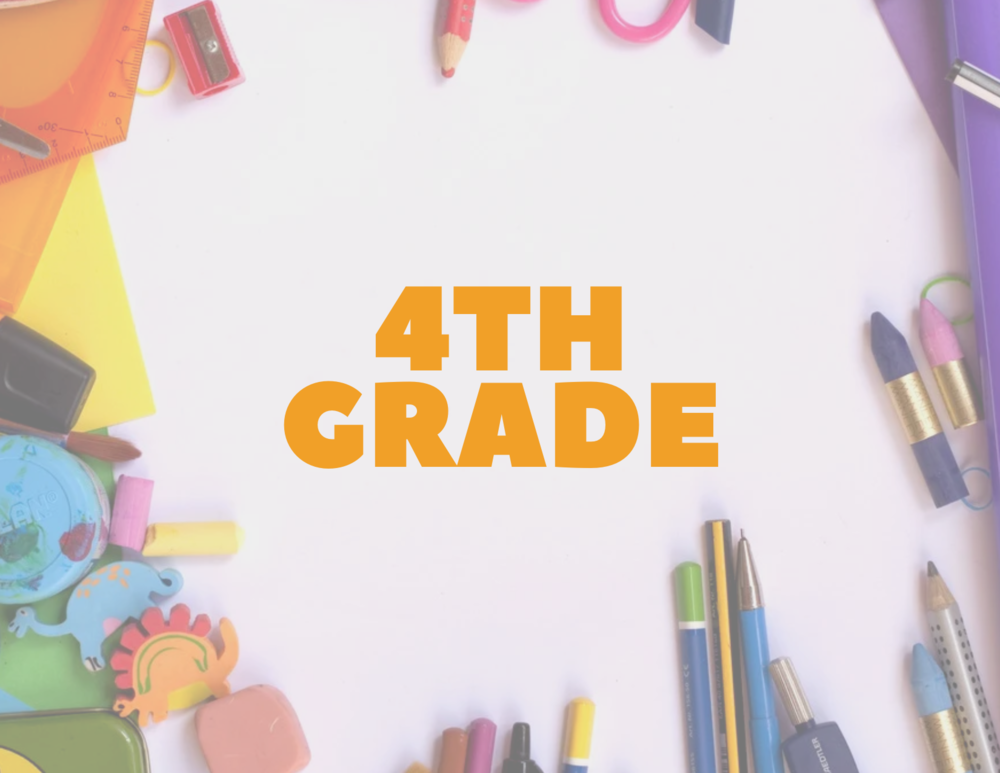 picture of school supplies around border and 4th grade written in the middle