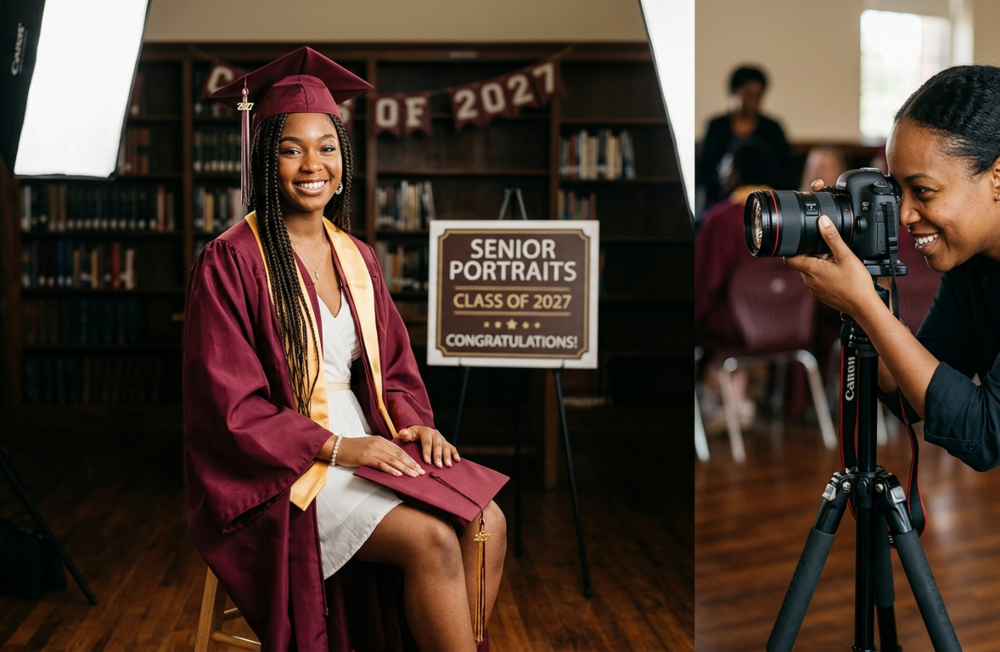 Senior student getting her photo taken