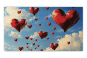 hearts floating in sky