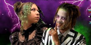 Photo image of 2 students in a play