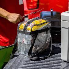 clear bag on belt to being wand