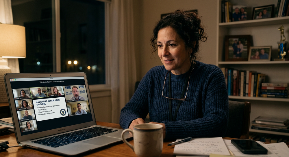 parent in home office with laptop