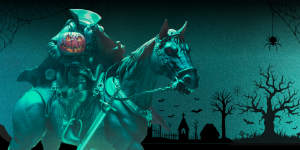 image of a masked man riding a horse