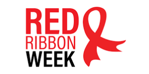 red ribbon week words with a ribbon