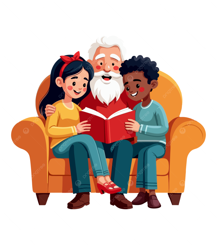 image of family reading