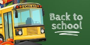 school bus with the words back to school!
