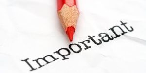 important in black letters with red pencil