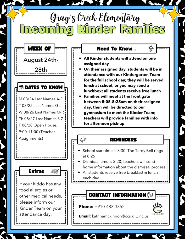 Incoming Kindergarten Families