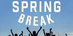 Spring Break text with silhouettes of children