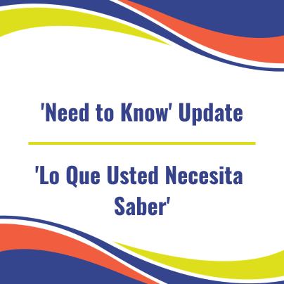 Need to Know Update Week of 9-13-26