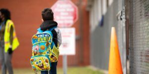 Student arriving at school