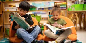 Kindergarten students reading