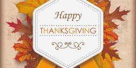 Happy Thanksgiving Graphic with Fall Leaves