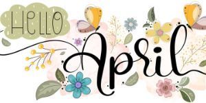 Hello April with butterflies and flowers