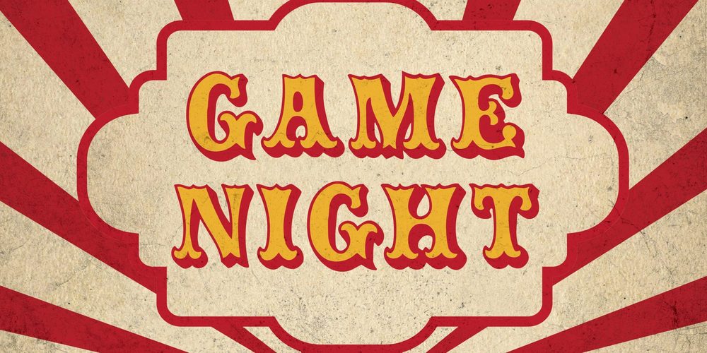 red and cream background with the words GAME NIGHT in Yellow