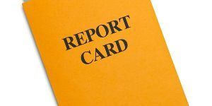 envelope with the words report card written on it