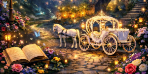 Image of an open book and a carousel