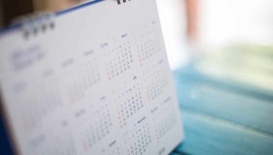 Calendar for the year out of focus