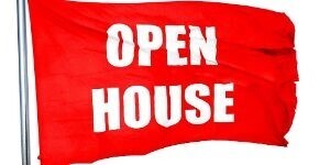 image of open house flag
