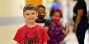 students in line at school