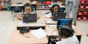 students on laptops